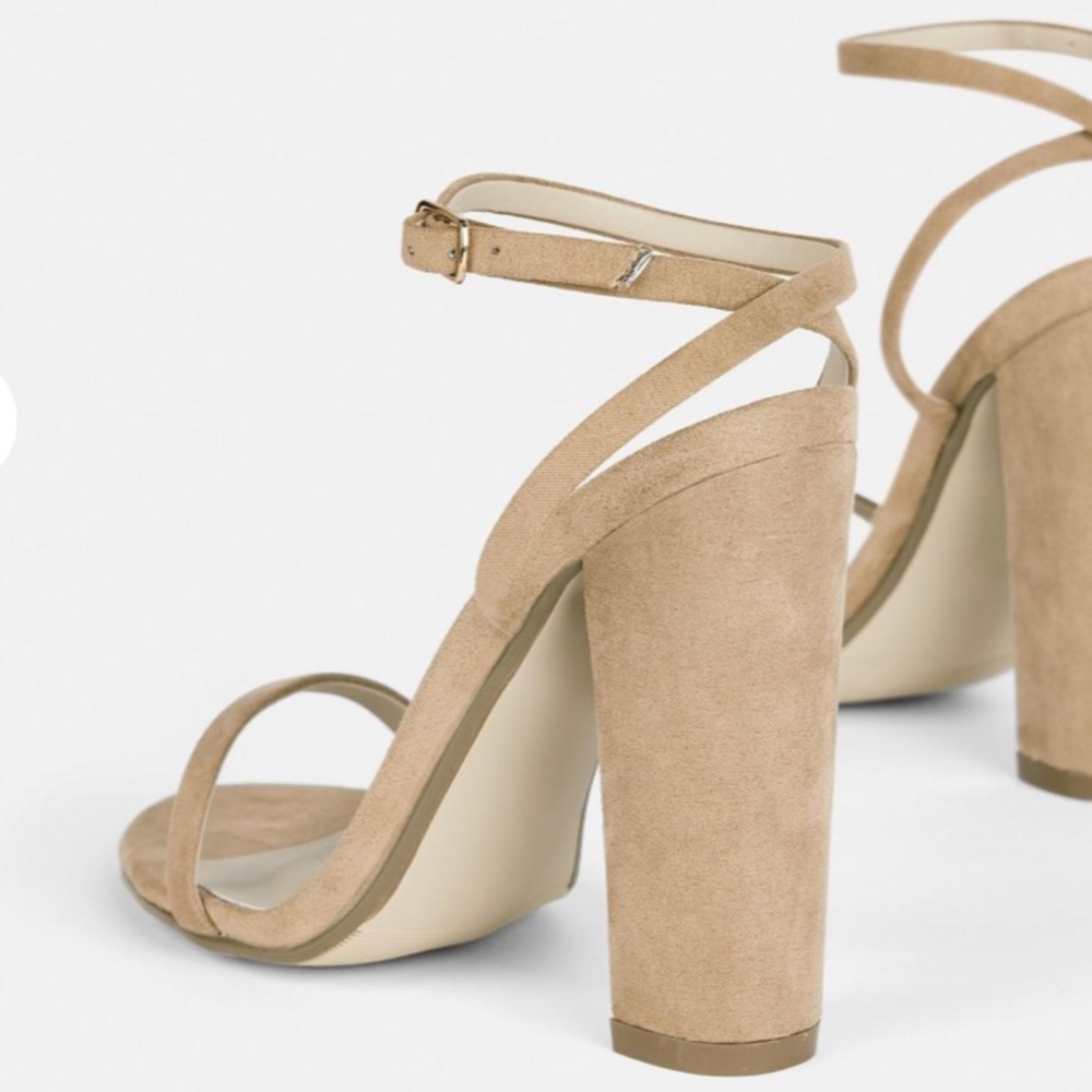 Tan Suede Block Heels